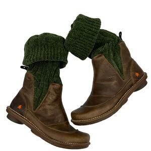 The Art Company Brown Leather Sock Boots EU 41 US 8 Great Condition